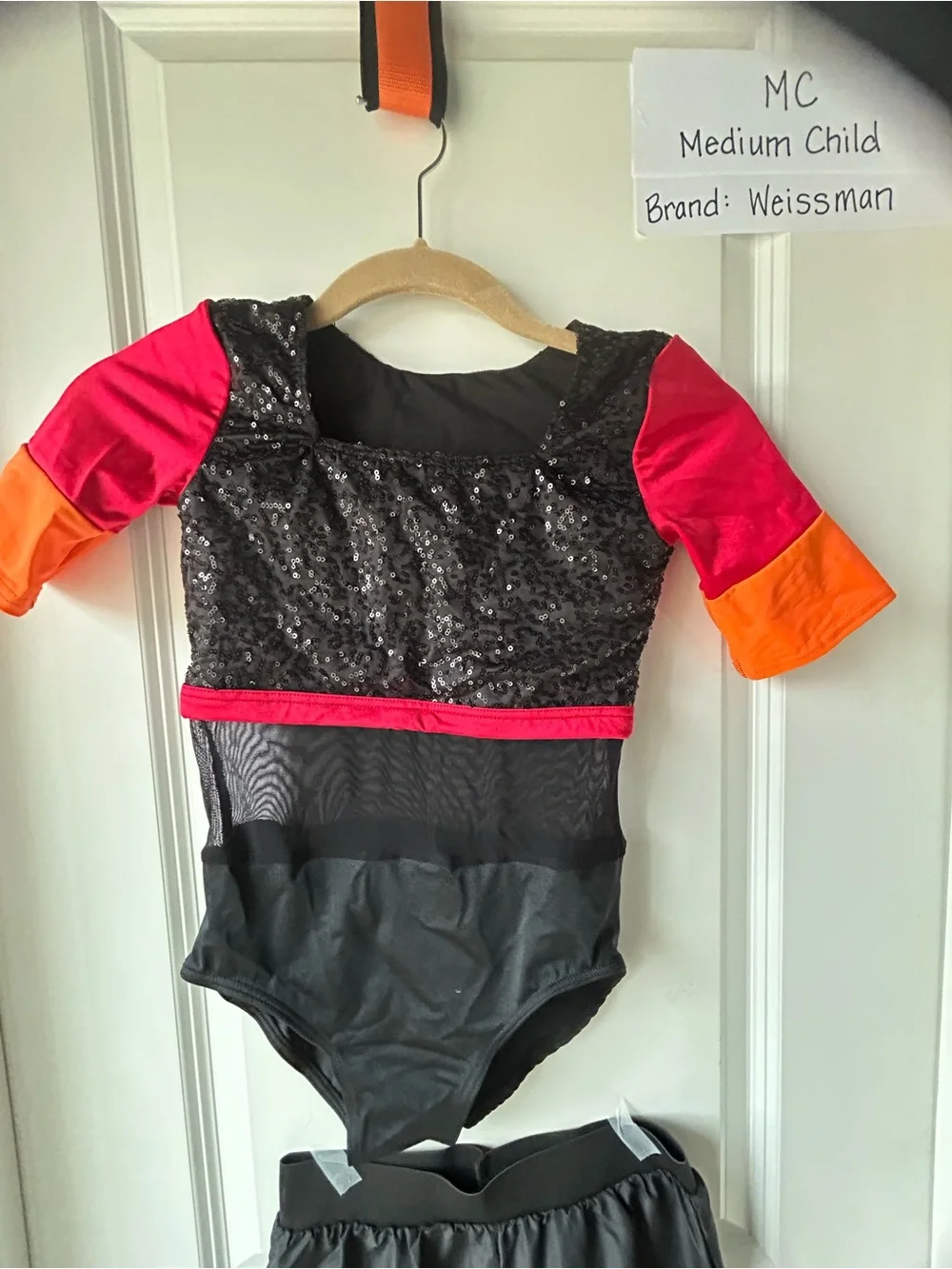 Girls Black and Red Sequin Dance Costume